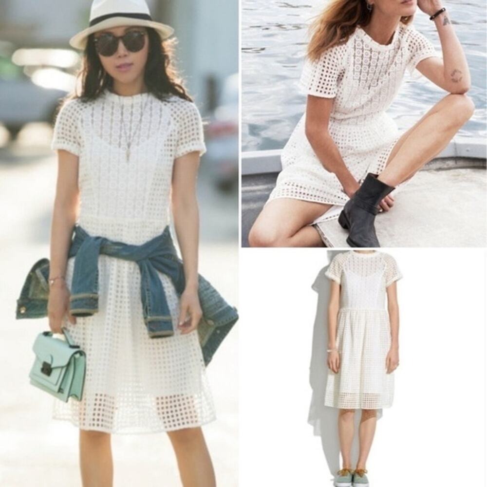 Madewell Hideaway Eyelet Ladder Lace Boho Midi Dress‎ Size 6